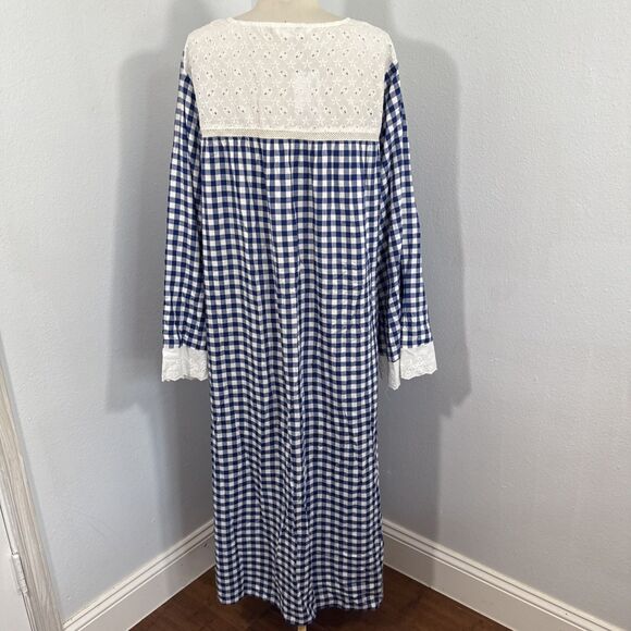 Redtag Maxi Dress Womens 14 Eyelet Gingham Granny Cottagecore‎ 90s - Picture 5 of 10